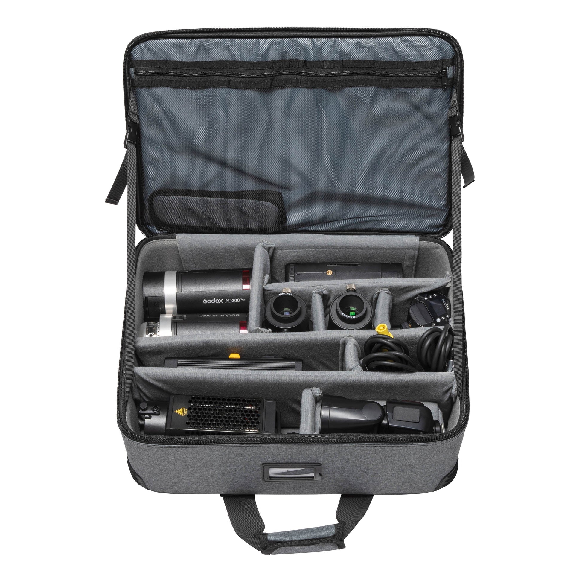 Godox CB-33 Carry Case, being used to hold various small lights