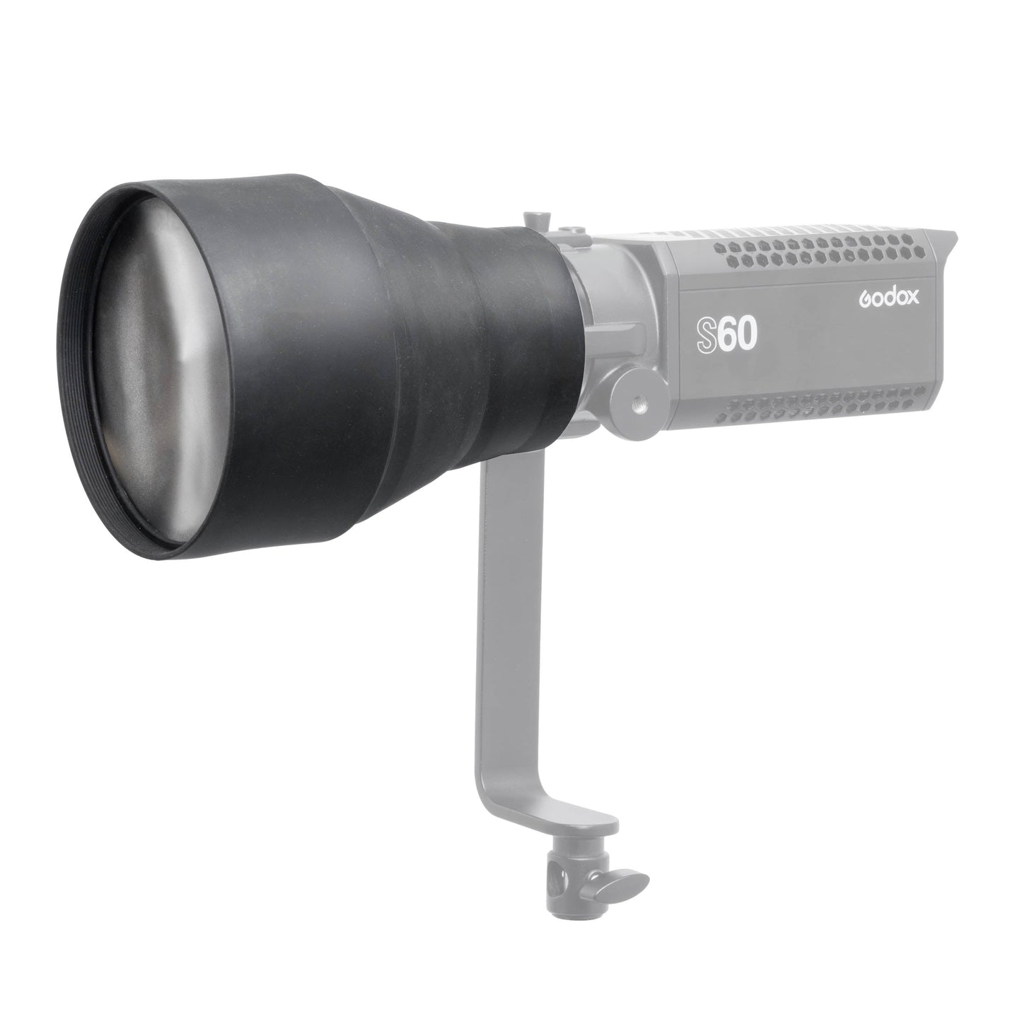 Godox DL5-Lite Parallel Beam Reflector Mounted to a Godox S60 LED Spot light fixture Extended