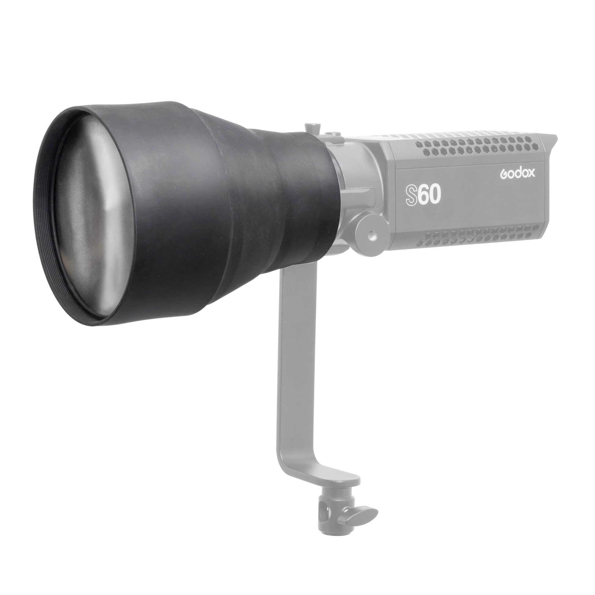 Godox DL5-Lite Parallel Beam Reflector Mounted to a Godox S60 LED Spot light fixture Extended