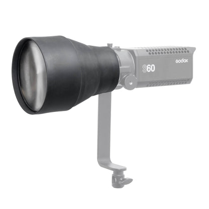 Godox DL5-Lite Parallel Beam Reflector Mounted to a Godox S60 LED Spot light fixture Extended