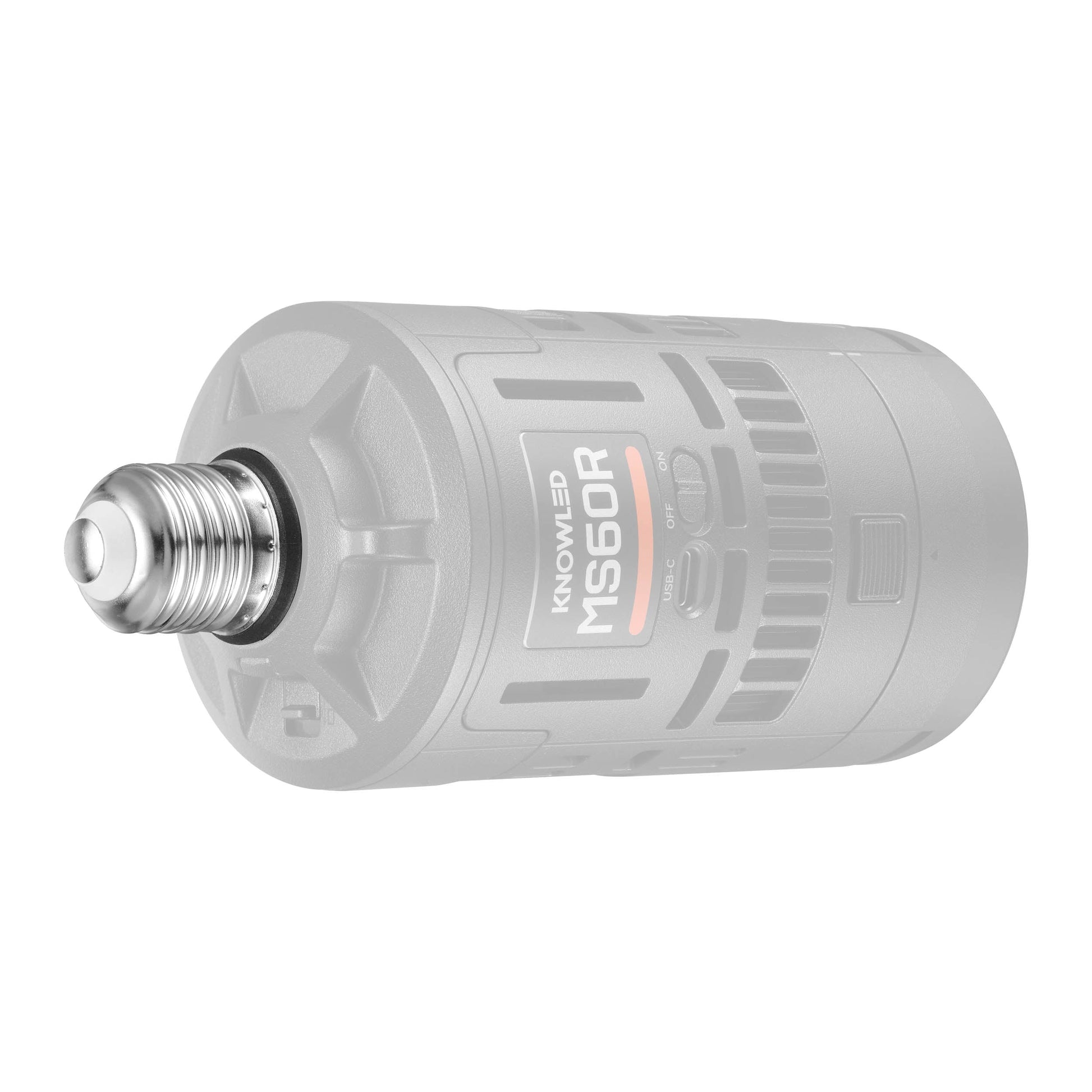 Godox E27 Mount adapter inserted into a MS60R