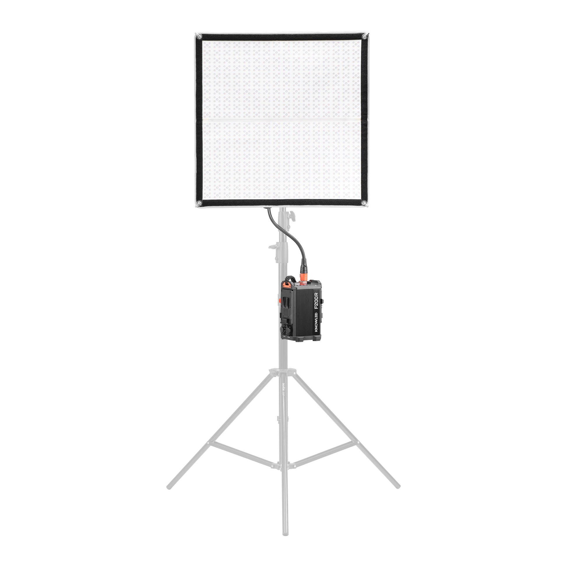Godox F200R-K2 2'x2' IP54 Ultra-Thin Flat Panel LED Light Mat Box Content Mounted to a C-Stand