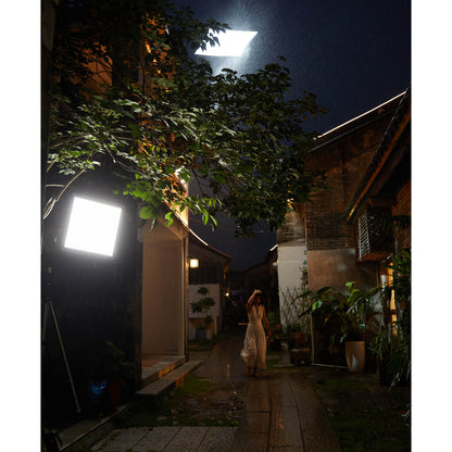 Godox KNOLWED F600Bi 4x4' Foldable LED Light Mat being used to illuminate a film set in the rain