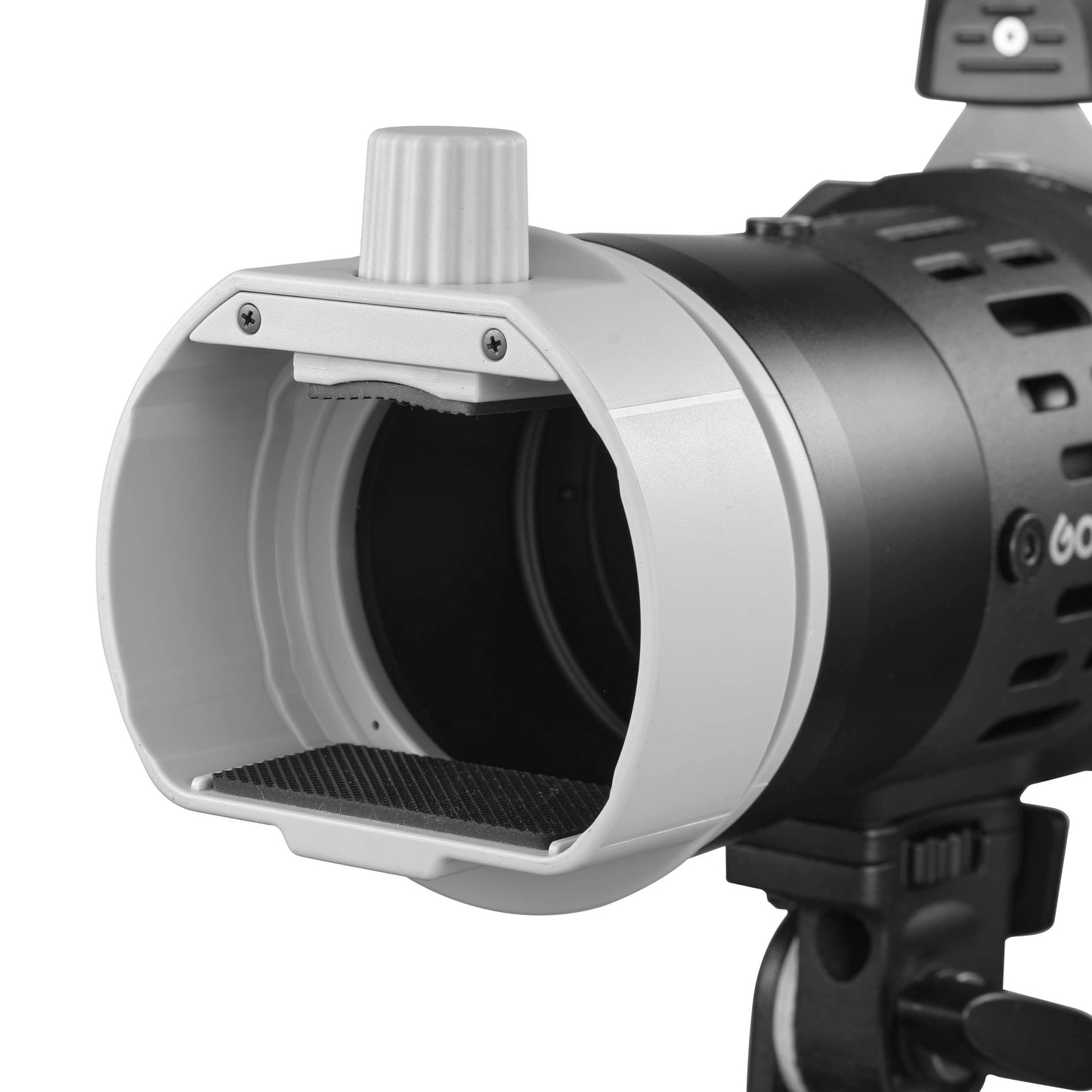 A Close Up of the Flash Mount For the Godox FP-M Projection Attachment