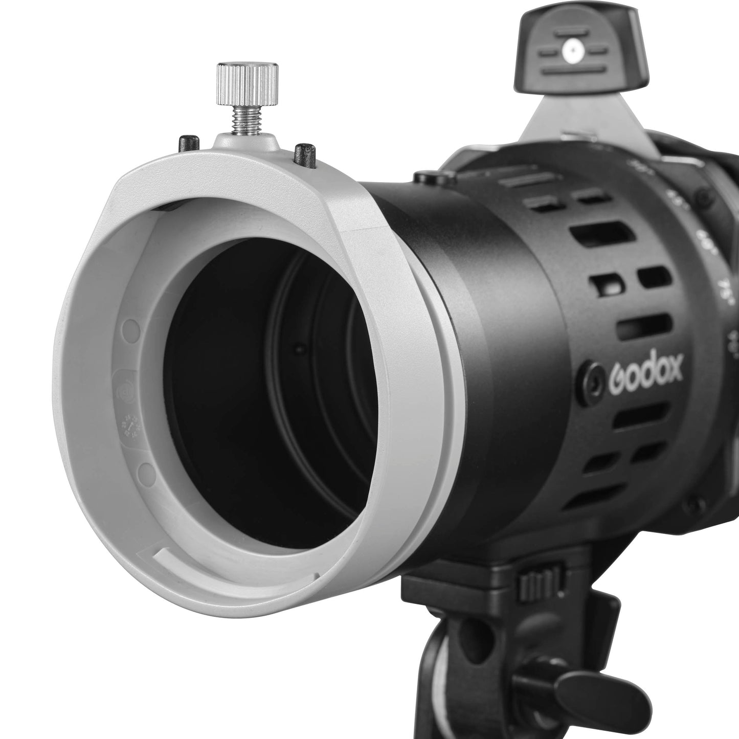A Close Up of the Flash Mount For the Godox FP-R Projection Attachment