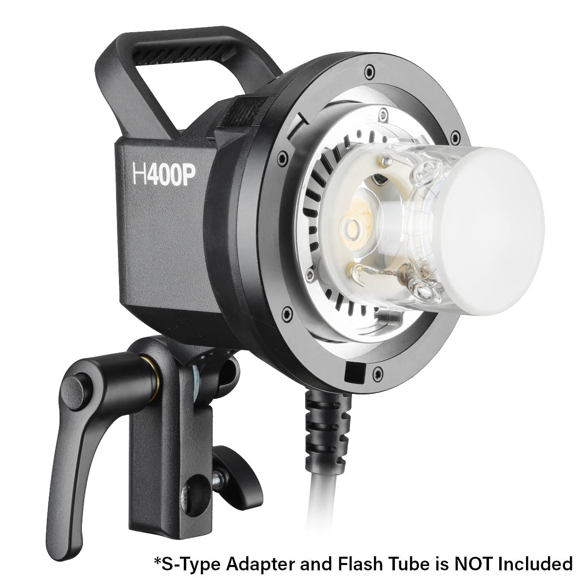 Godox H400P Extension Head for the AD400Pro and AD400ProII With Flash Tube and Bowens S-Type Adapter Attached