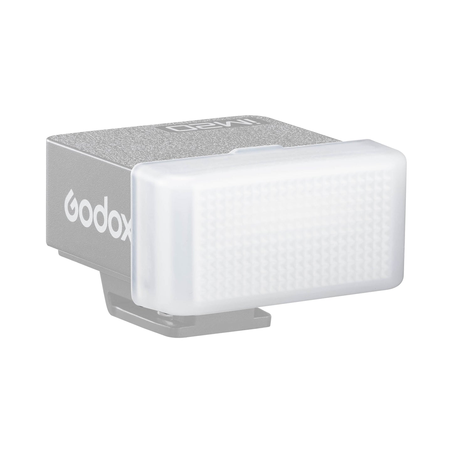 Godox iM20-DF Diffuser mounted to the front of a Godox iFLASH iM20 Camera Flash