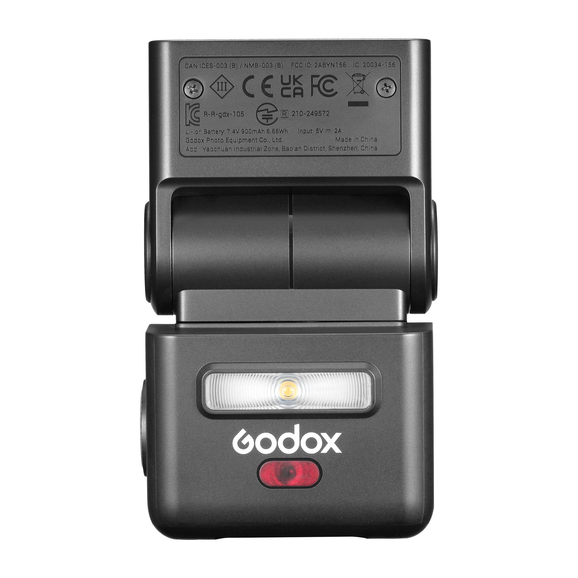 Godox  iT32 Modular Camera Flash  On a White Background (Front View, With Flash Head Pointing Upeards)