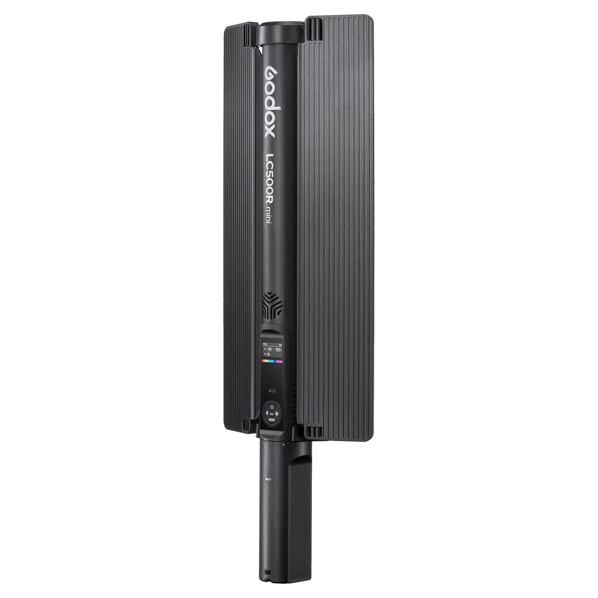 Godox LC500Rmini RGB LED Light Stick back View With Barn Doors