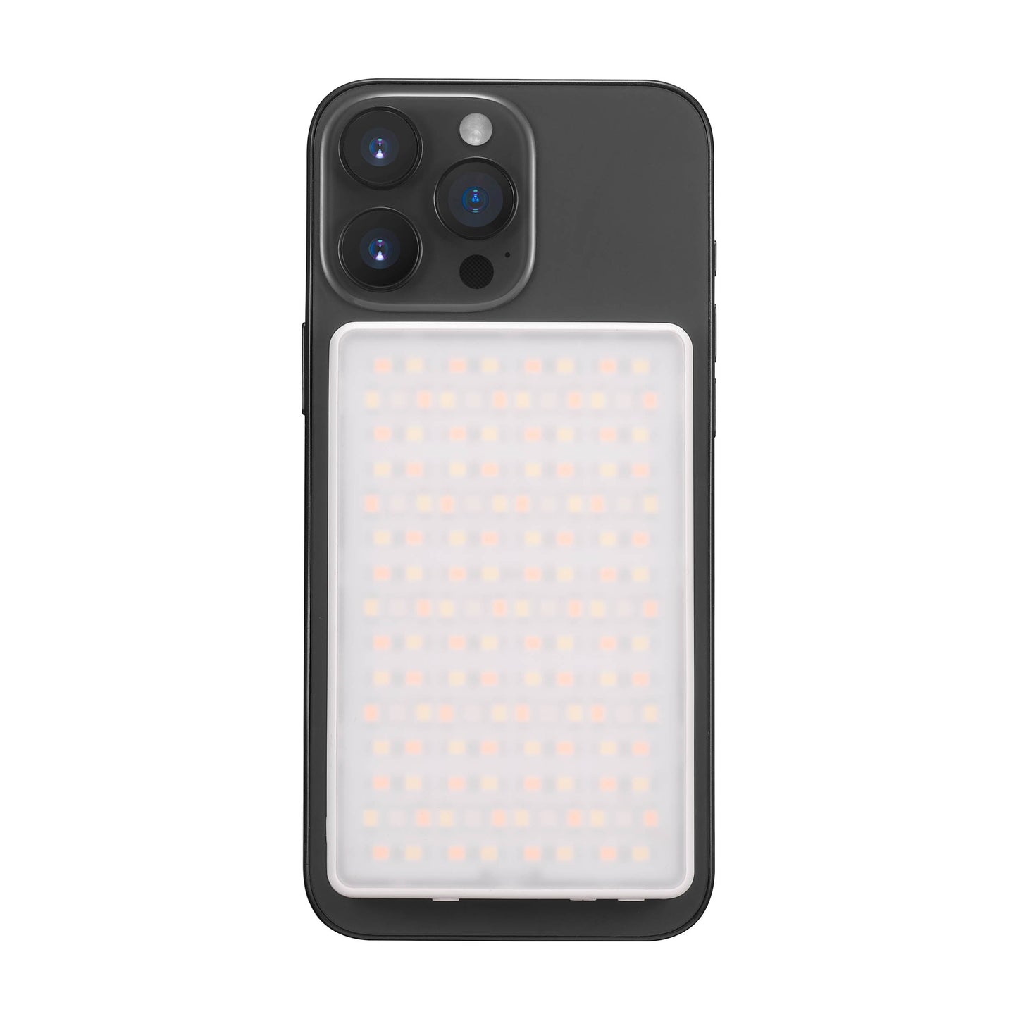Godox MA5R RGB Compact Magnetic Charging LED Light mounted to a smartphone