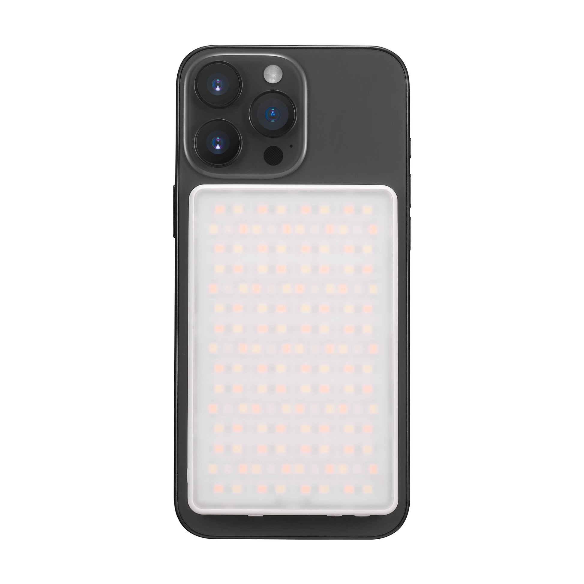 Godox MA5R RGB Compact Magnetic Charging LED Light mounted to a smartphone