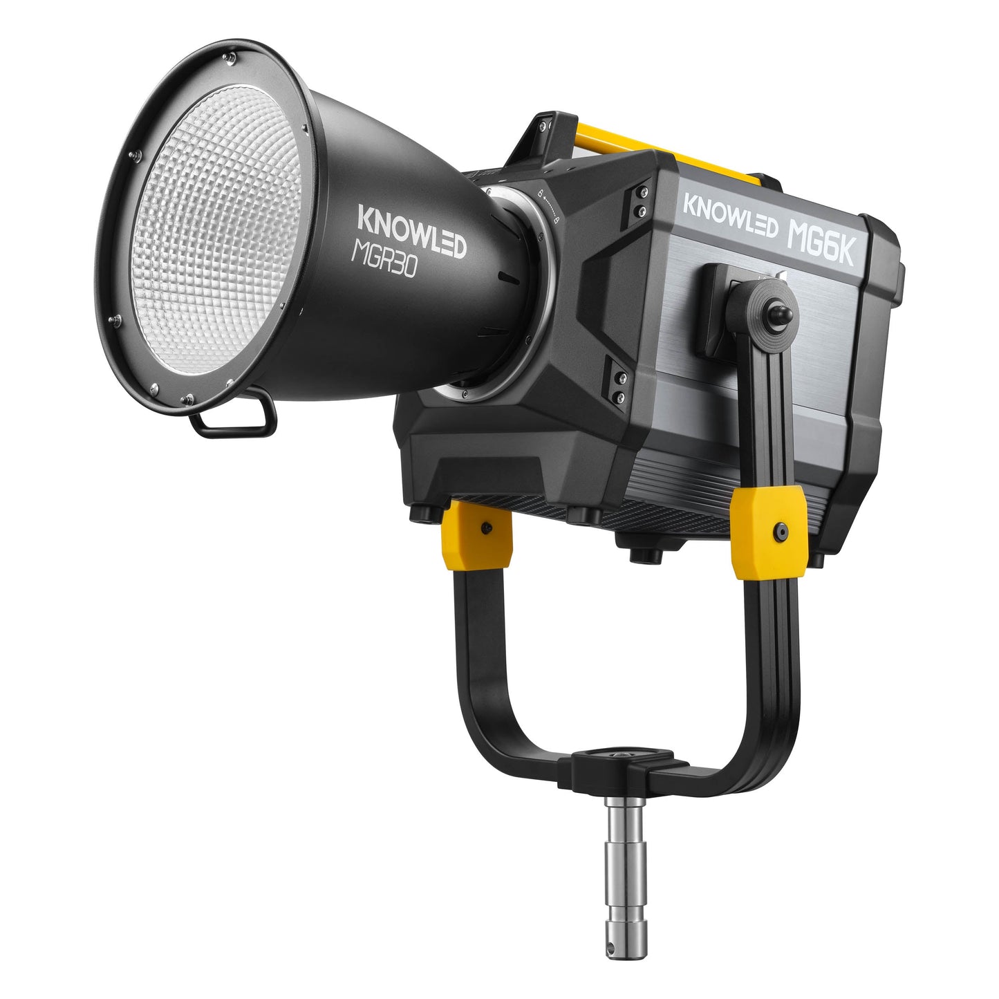 A Godox KNOWLED MG6K K1 LED Cine Light with an MGR30 Reflector mounted to it