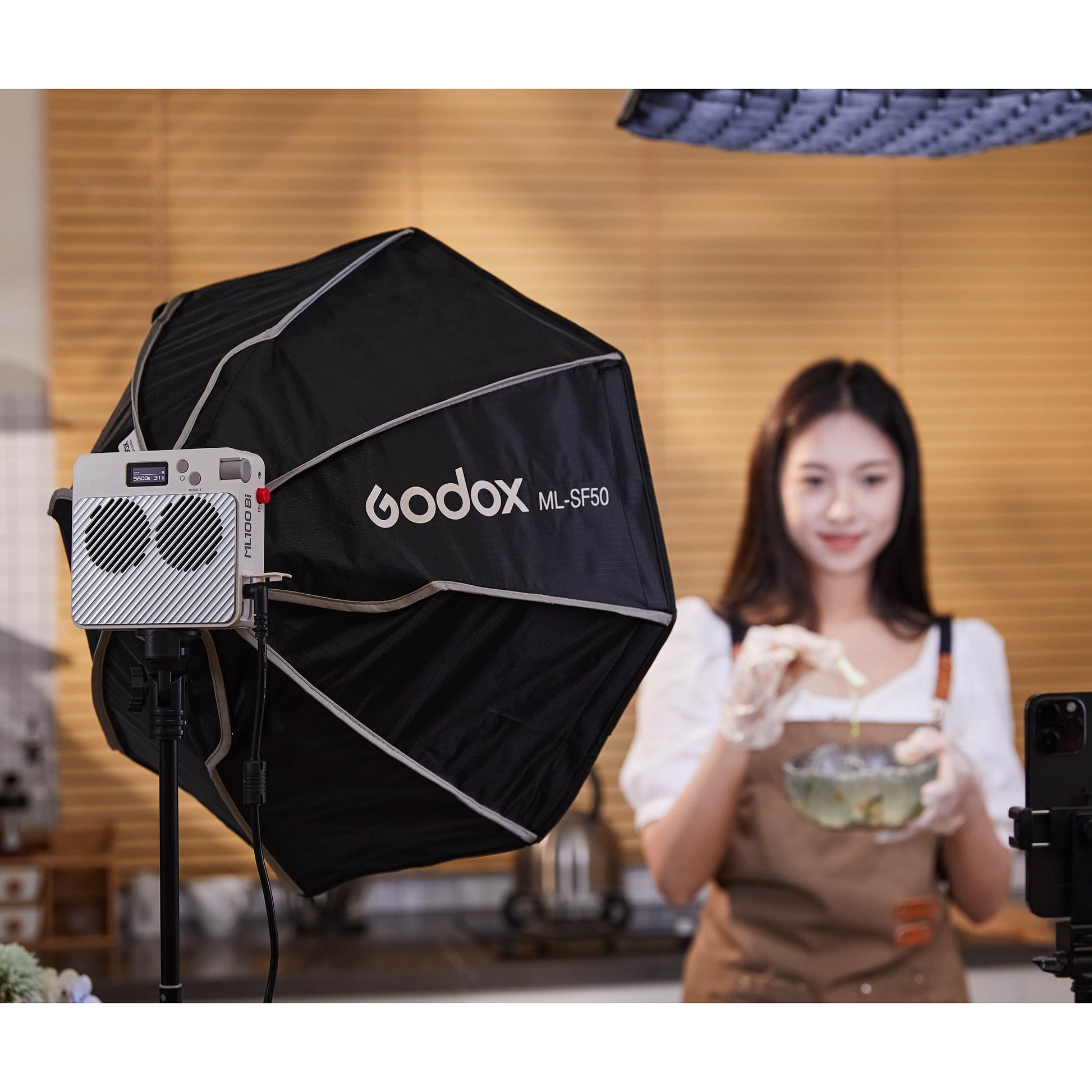 GODOX ML-SF50 Godox-Fitting 50cm Octagonal Softbox mounted to an ML100bi