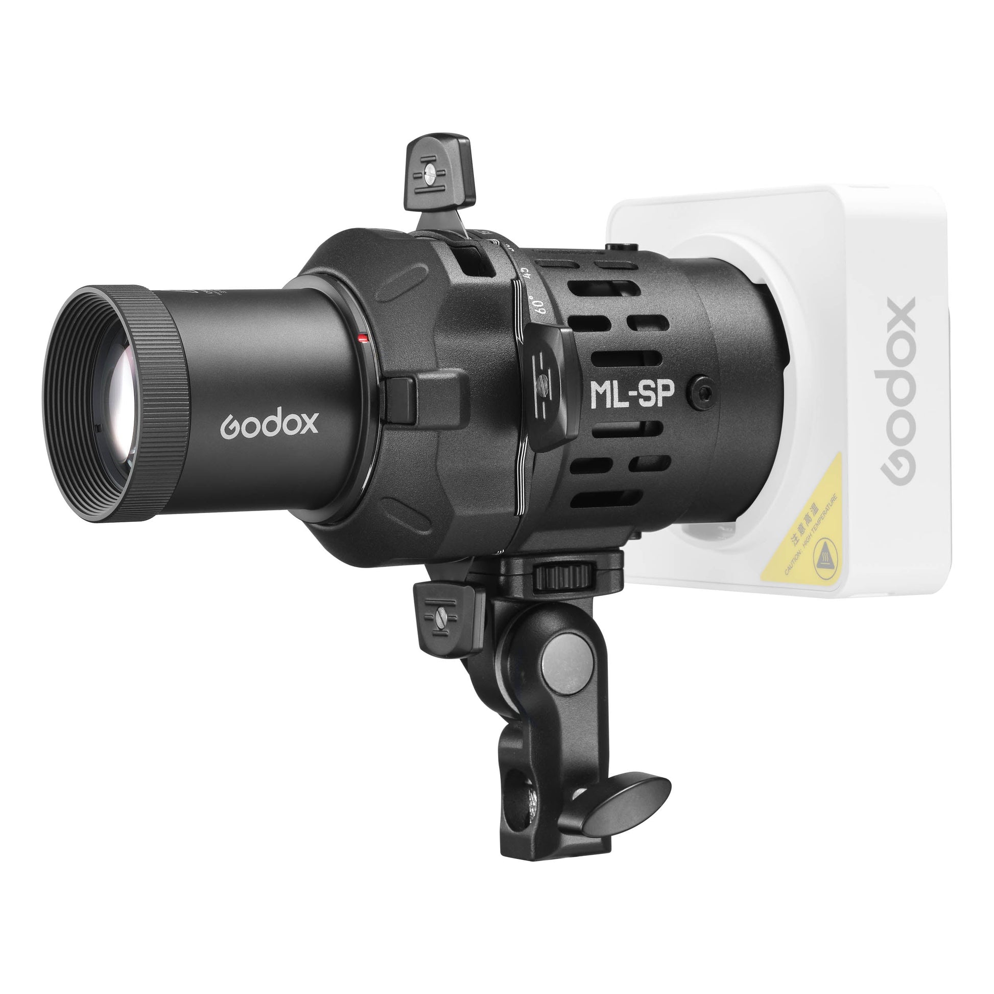 Godox ML-SP36 Projection Attachment mounted to an ML100R Comact RGB LED Light Fixture