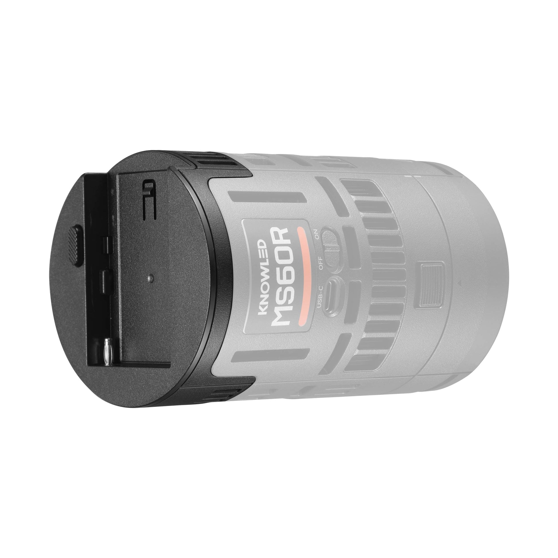 Godox MS60NPA NP-F Battery Plate mounted to an MS60R 