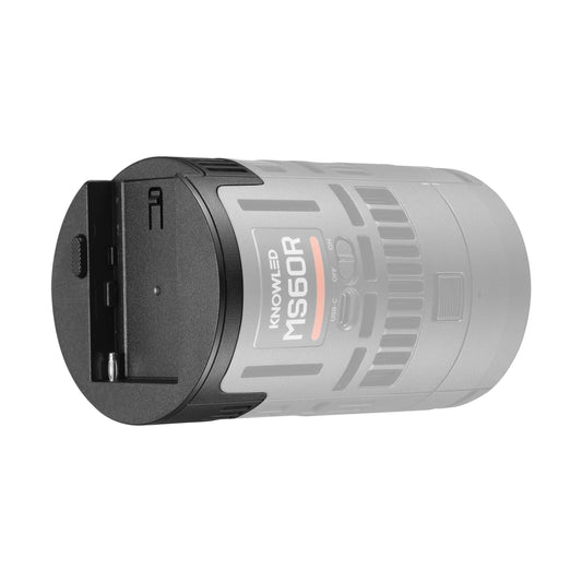 Godox MS60NPA NP-F Battery Plate mounted to an MS60R 
