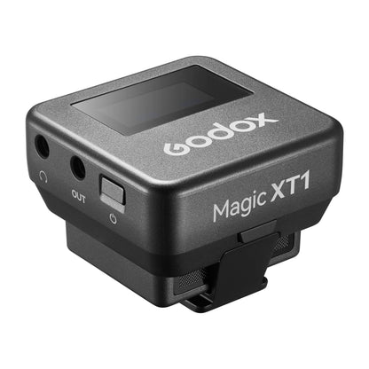 Godox Magic XT1 Wireless Mic System Receiver with Transmitters attached for charging