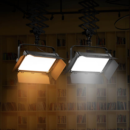 Two Godox P200Bi Bi-Colour LED Panels Mounted to the Ceiling Pointing downwards