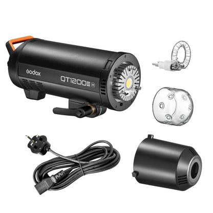 Godox QT1200III High-Speed Flash with LED modelling lamp Box Content