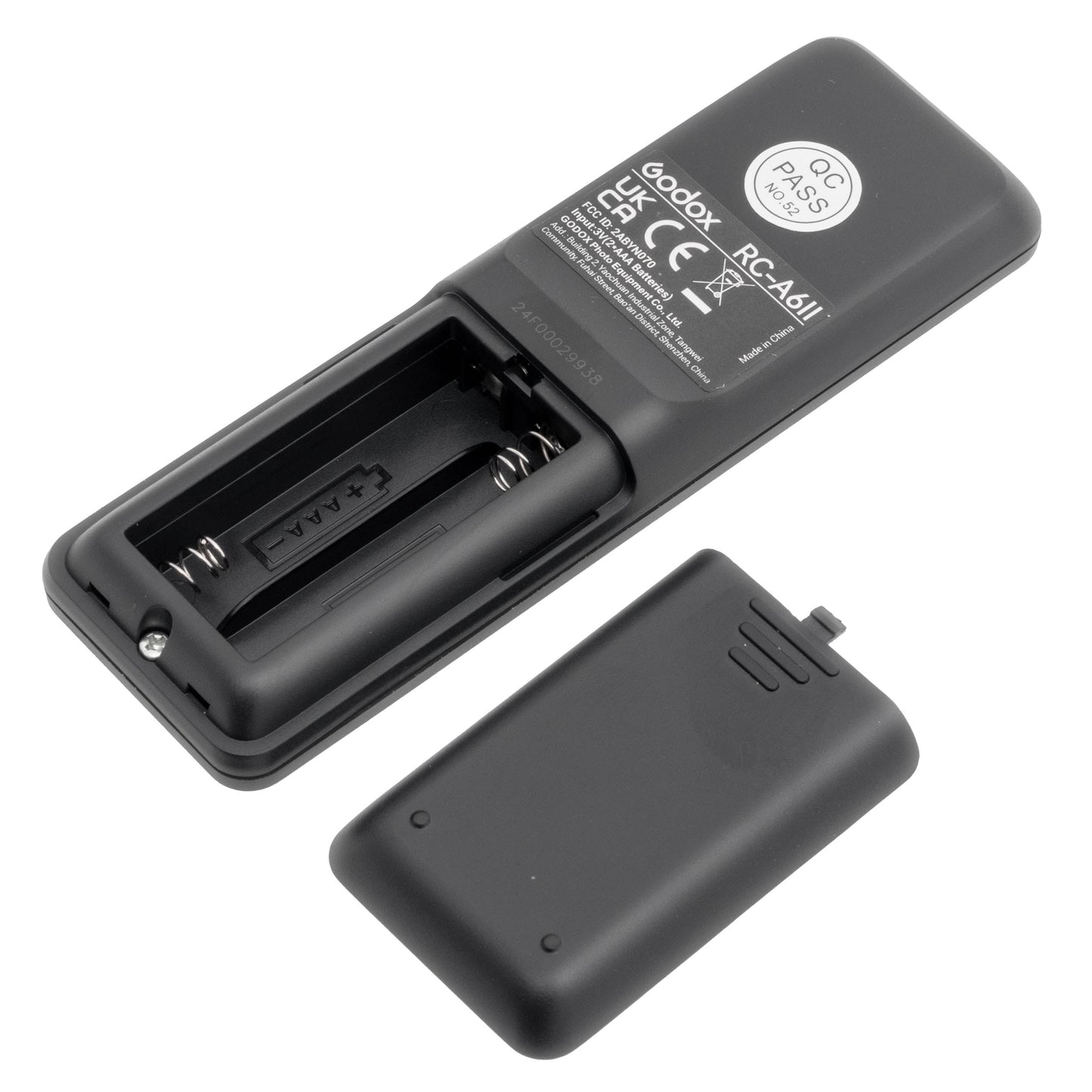 GODOX RC-A6II Wireless Remote Control Back View with Battery Cover Removed