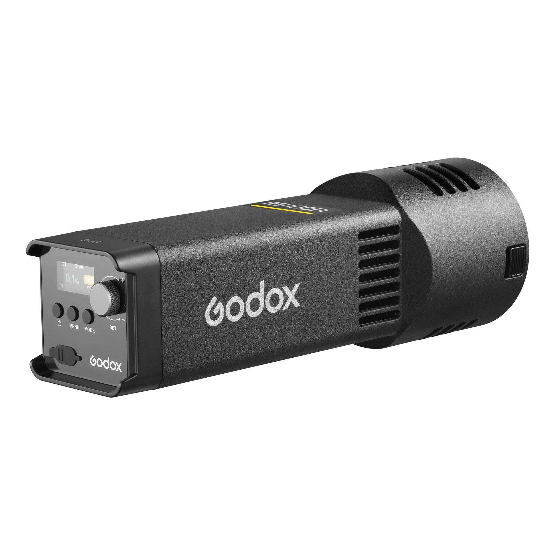 Godox  RS100Bi Compact B-Colour LED Battery-Powered studio light on a white background (Back View)