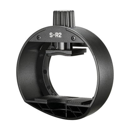 Godox S-R2 Speedlite Round Head Accessory Adapter (Back View with clamp halfway down)