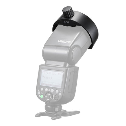 Godox S-R2 Speedlite Round Head Accessory Adapter Mounted to a Godox V860III