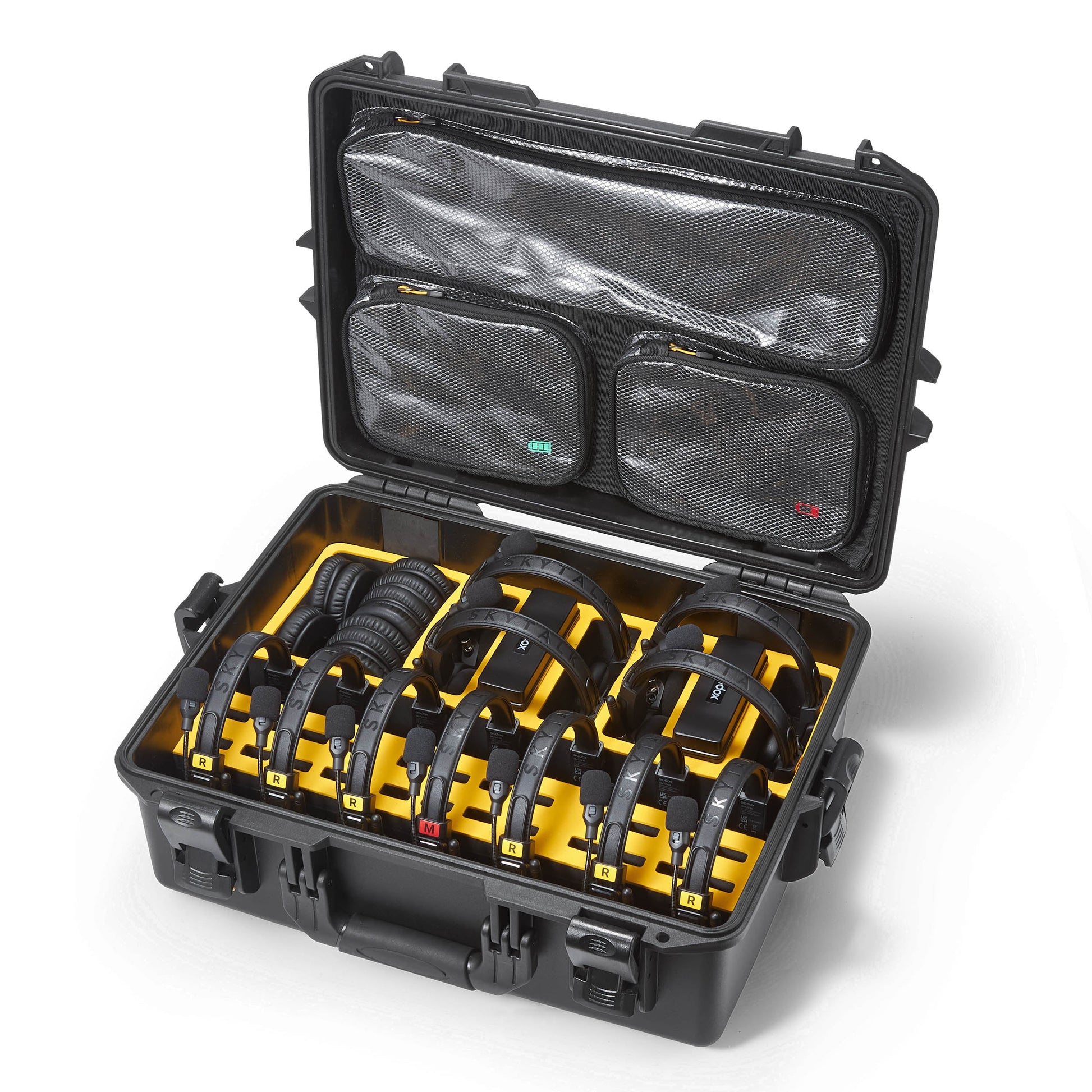 Godox SkyTalk 11S Full-Duplex 1.9GHz Hard Case showing kit-contents