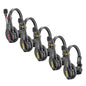 Four Godox SkyTalk Air Remote Headsets, with one Master Head set on  white background