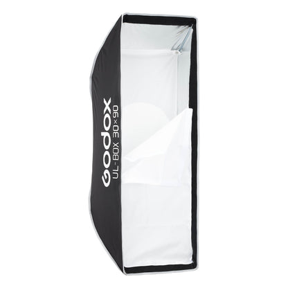 Godox UL-BOX-3090 30x90cm Strip Softbox with front diffuser half taken off to show inner diffuser