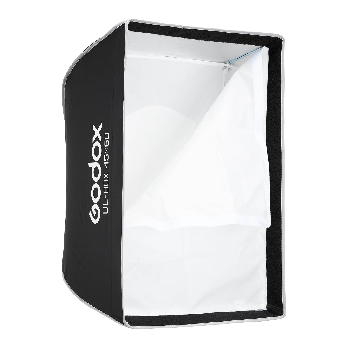 Godox UL-BOX-4560 45x60cm Rectangular Softbox with front diffuser half taken off to show inner diffuser