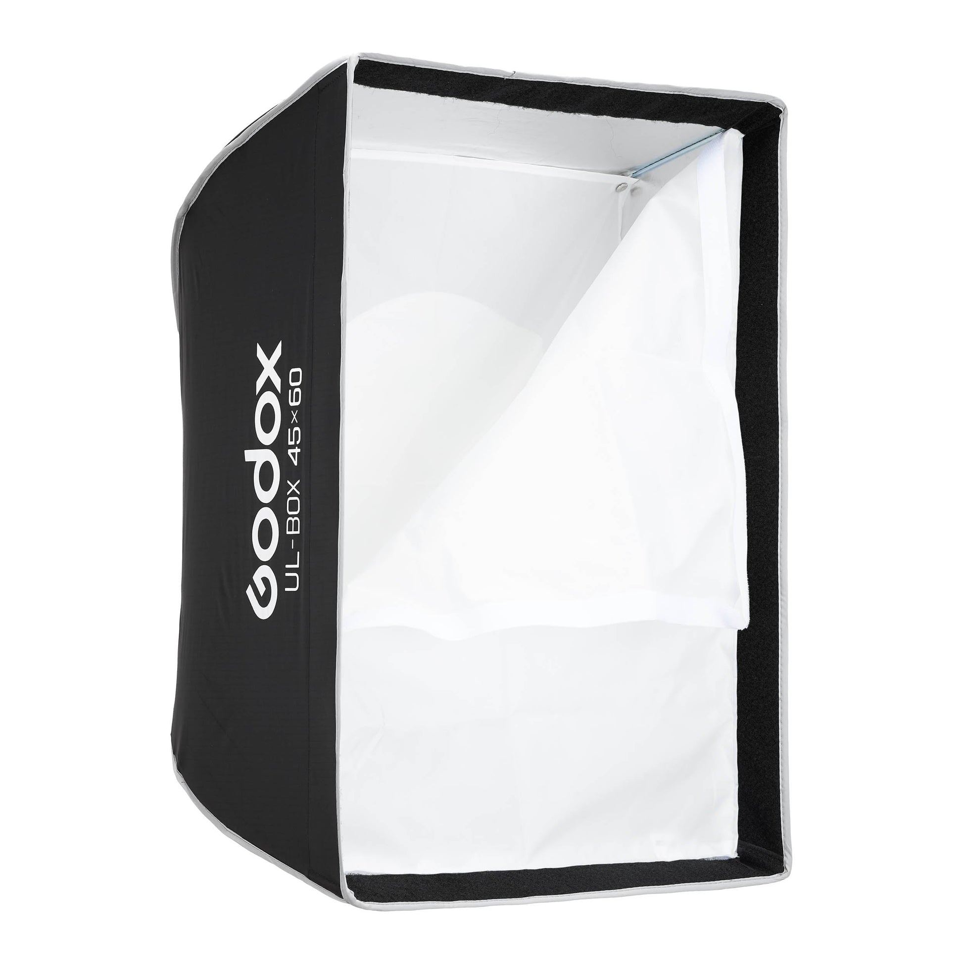 Godox UL-BOX-4560 45x60cm Rectangular Softbox with front diffuser half taken off to show inner diffuser