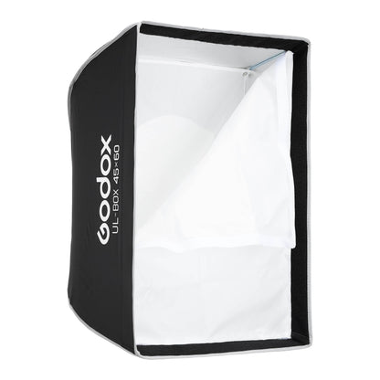 Godox UL-BOX-4560 45x60cm Rectangular Softbox with front diffuser half taken off to show inner diffuser