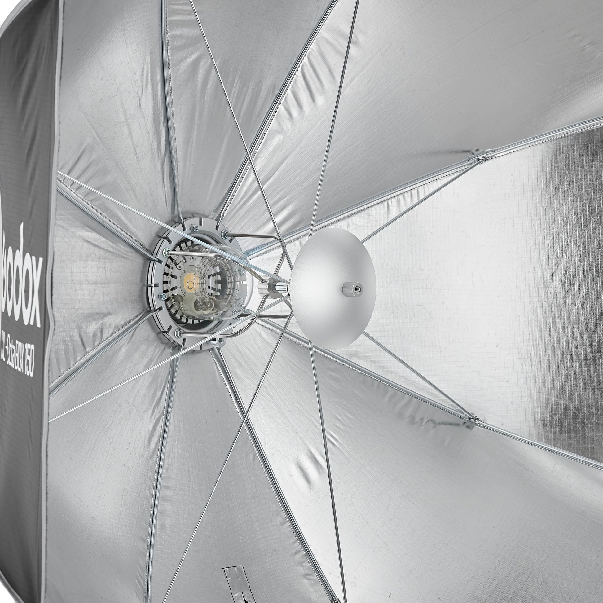 Godox UL-BOX-Octa60 60cm  Octagonal Softbox close  up of internal mechanism with deflector plate attached