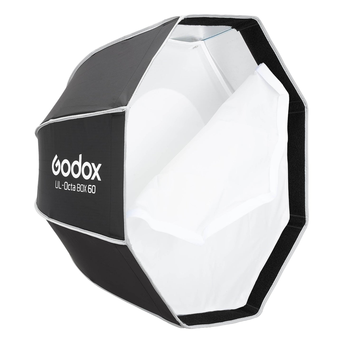 Godox UL-BOX-Octa60 60cm  Octagonal Softbox with front diffuser half taken off to show inner diffuser