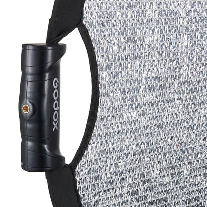 Close-up of the Godox W-RFT80 80cm (32") Windproof Silver Collapsible Reflector's Grip handle
