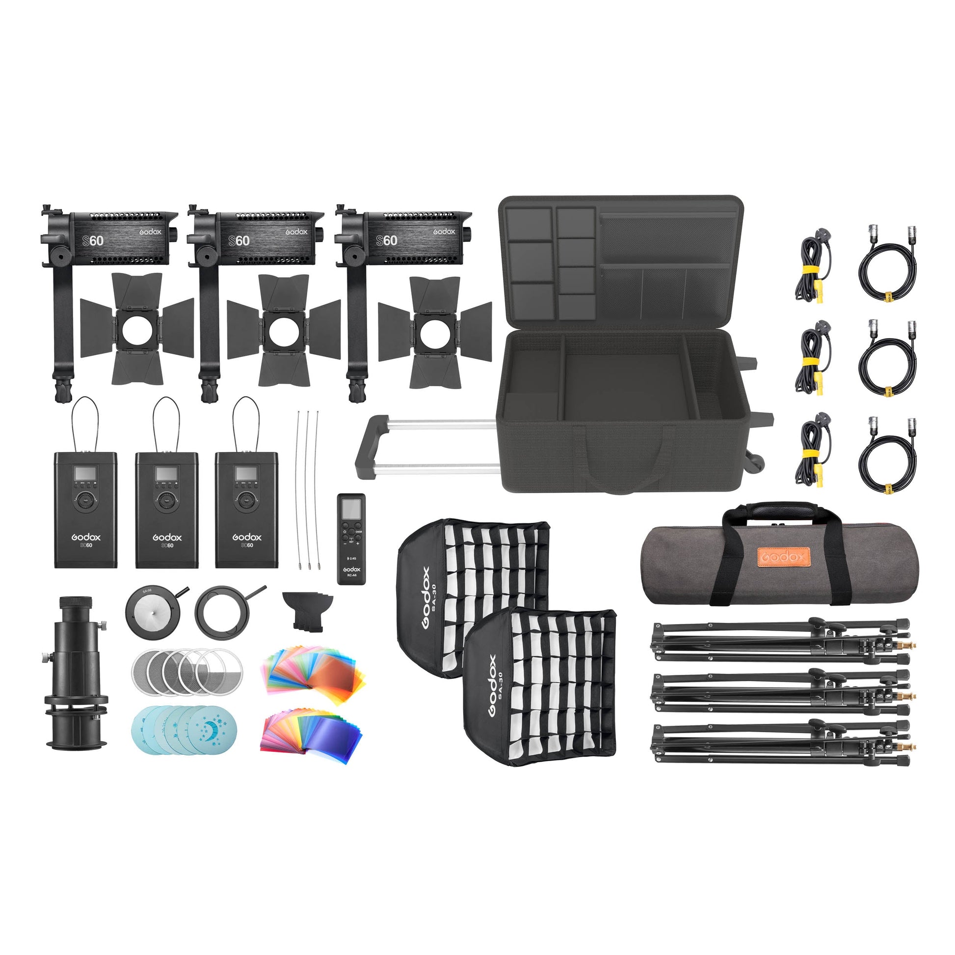 S60Bi K3 60W Bi-Colour Dimmable LED Video Focus Light Kit