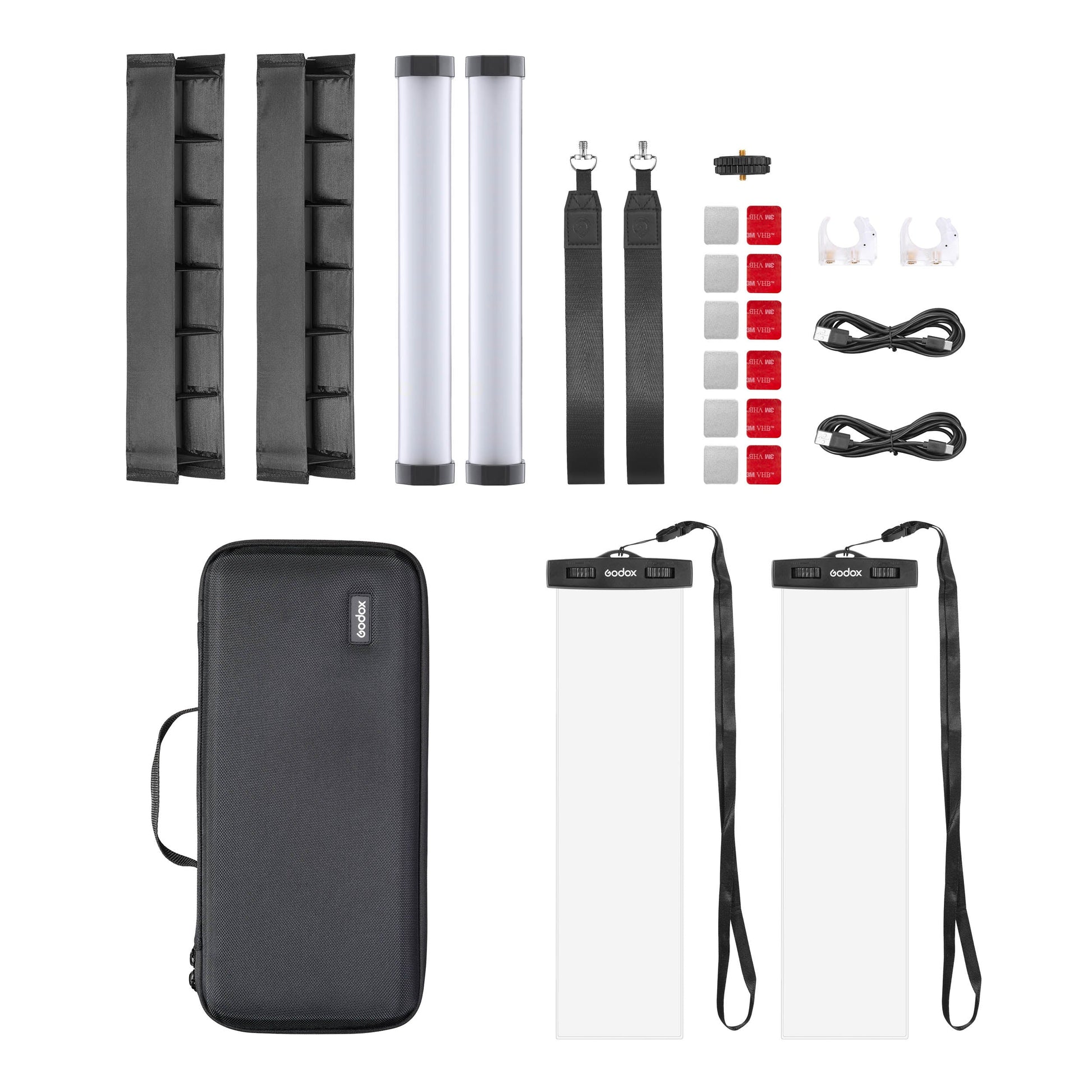 GODOX TL30 K2 Twin RGB LED Light Tube Kit Box Content