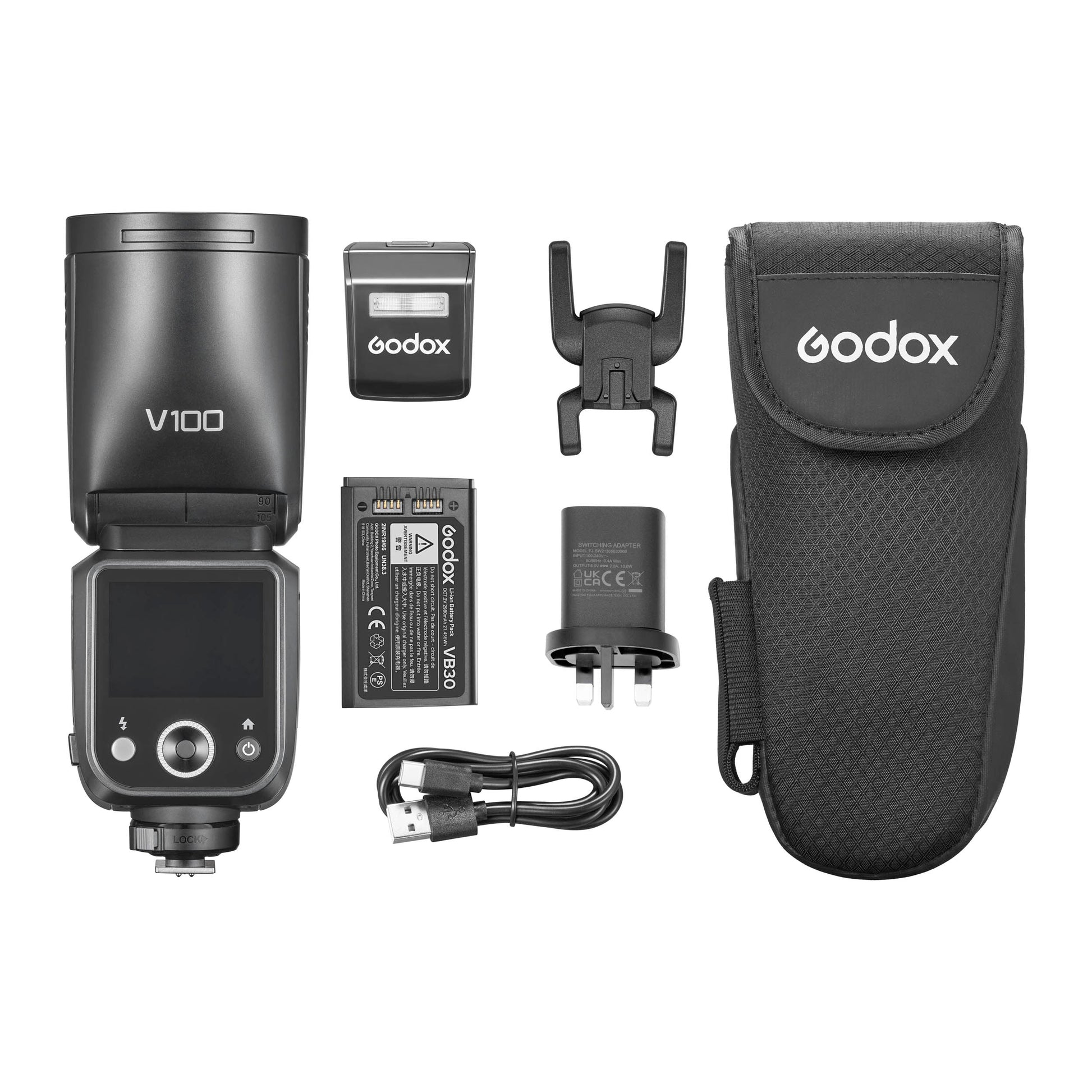 Godox V100 100Ws Round-Head Speedlite - Box Content