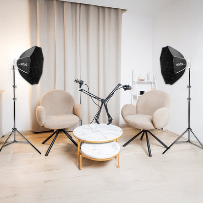 Godox ML100BI Compact LED Studio Lighting Kit - For Podcasts, YouTube, Streaming And Interviews