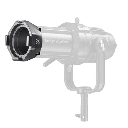 36Â° Cinematic Lens for Godox VSA Spotlight Mounted to a VSA-Series Projection Attachment body