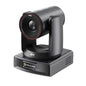 Hollyland 4K conference camera with a black and dark gray body, featuring a red accent ring around the lens and a matching black base, shown on a solid white background.