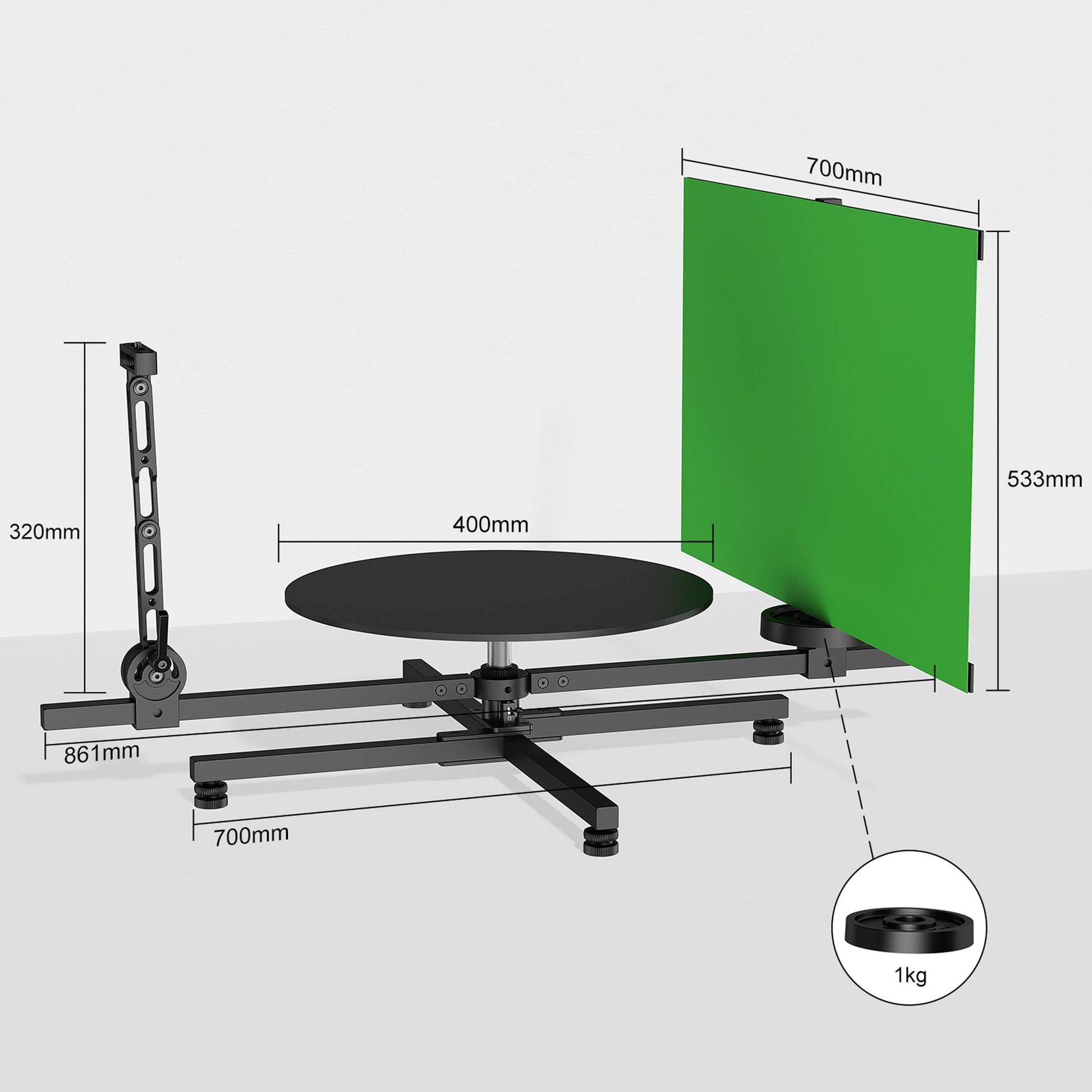 PiXAPRO 360° rotating Stand Panoramic Manual Turntable Measerments