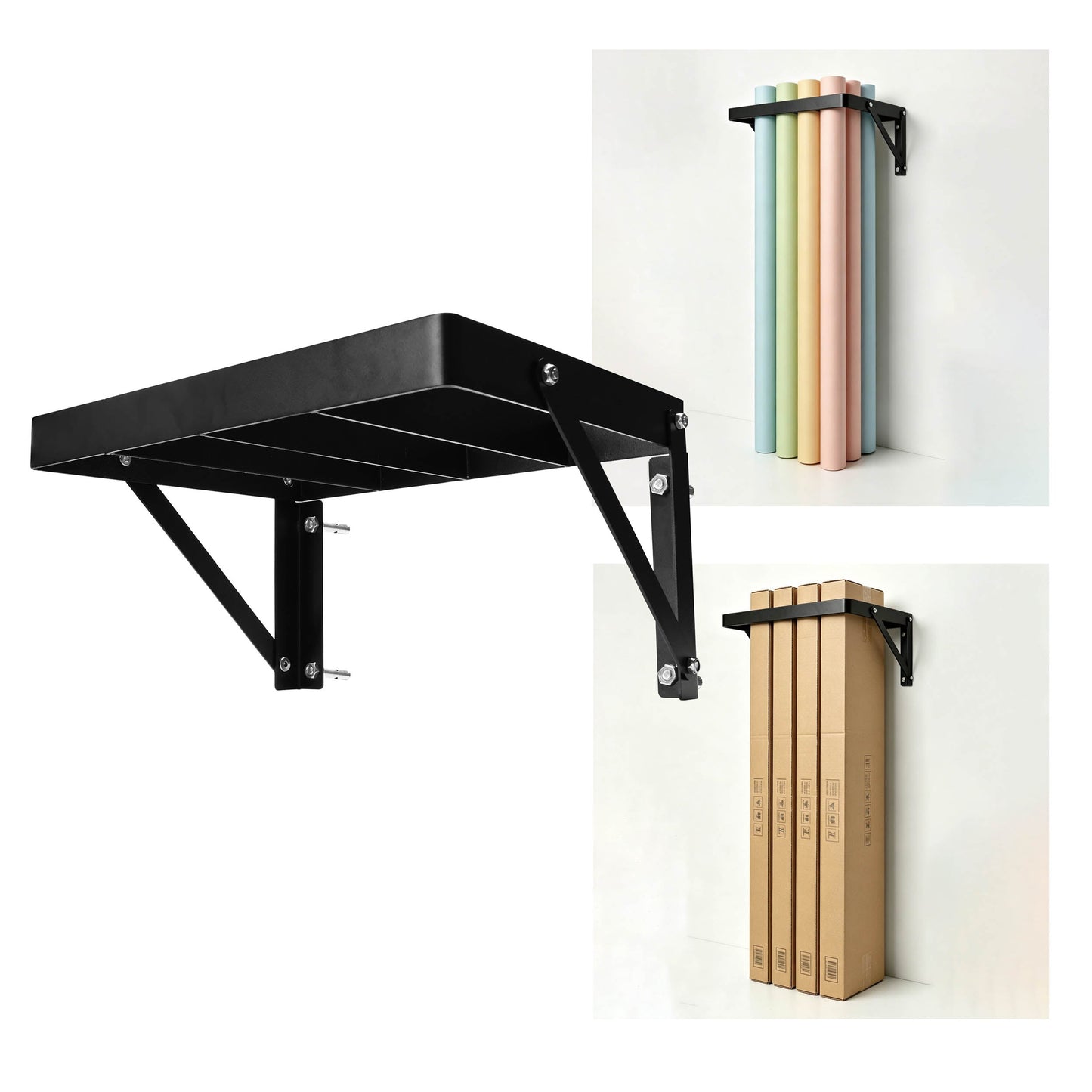 Wall-Mounted 12 Seamless Paper Backdrop Roll Storage Rack