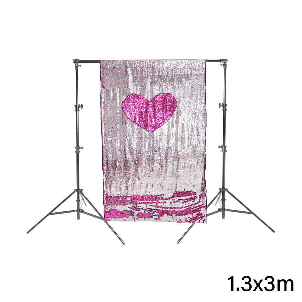 Rosy Pink/Silver Blue Sequin Photo Wedding Drops with Stand 