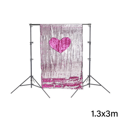 Rosy Pink/Silver Blue Sequin Photo Wedding Drops with Stand 