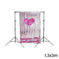 Rosy Pink/Silver Blue Sequin Photo Wedding Drops with Stand 