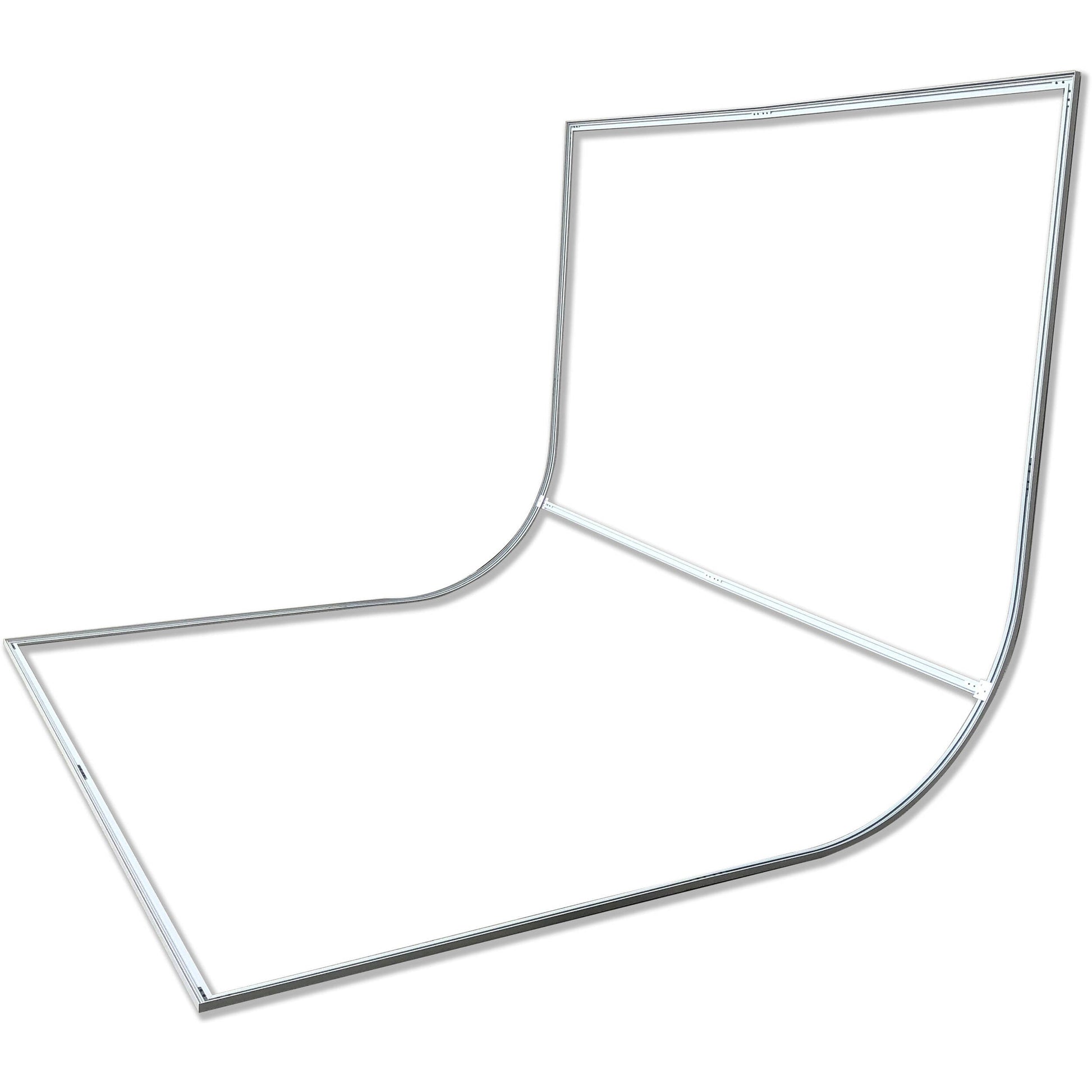 The EasiFrame L-shaped chroma key wall backdrop is a lightweight green screen solution of a portable design made of heavy-duty, washable materials.  
