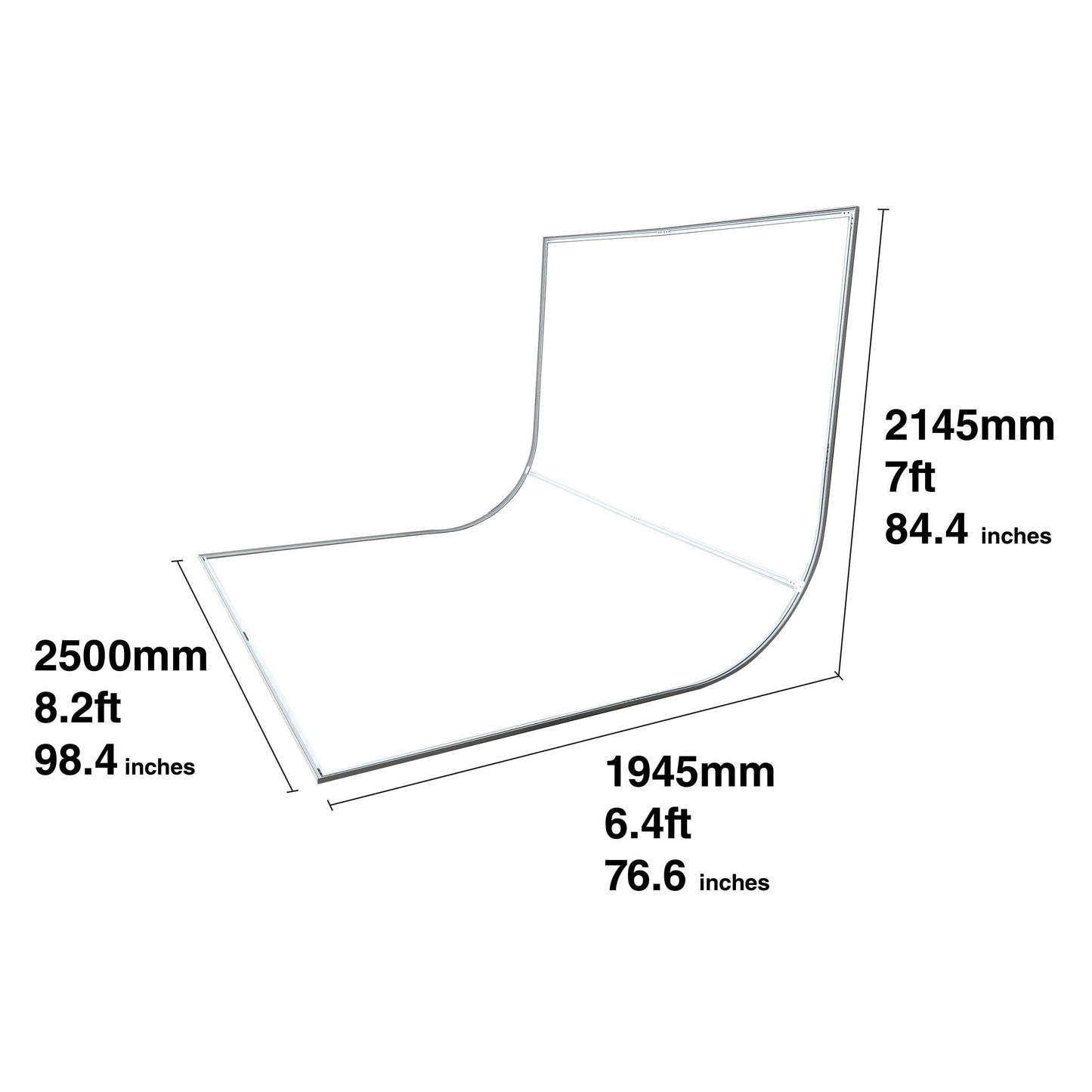 EasiFrame portable Infinity Cove Kit Frame Measurements