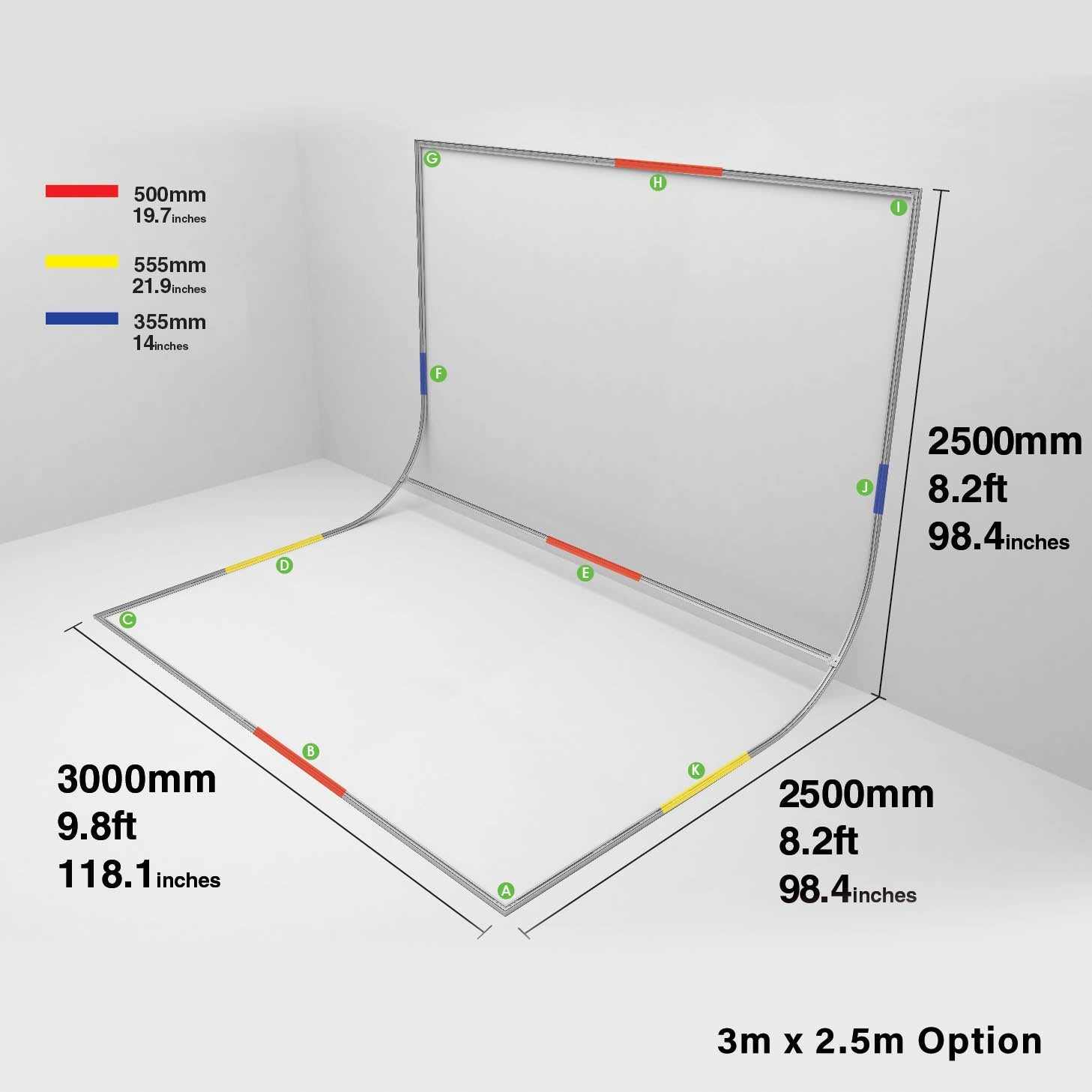 EasiFrame Curved Self-Supporting Portable Studio Infinity-Cove Cyclorama Background Kit for Video and Photography - Chromakey Green